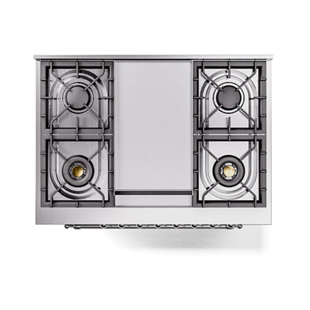 ILVE 36-Inch Nostalgie II Natural Gas Dual Fuel Range with 6 Burners and Solid Door Oven in Glossy Black with Chrome Trim (UP36FQNMPBKC) - Image 3