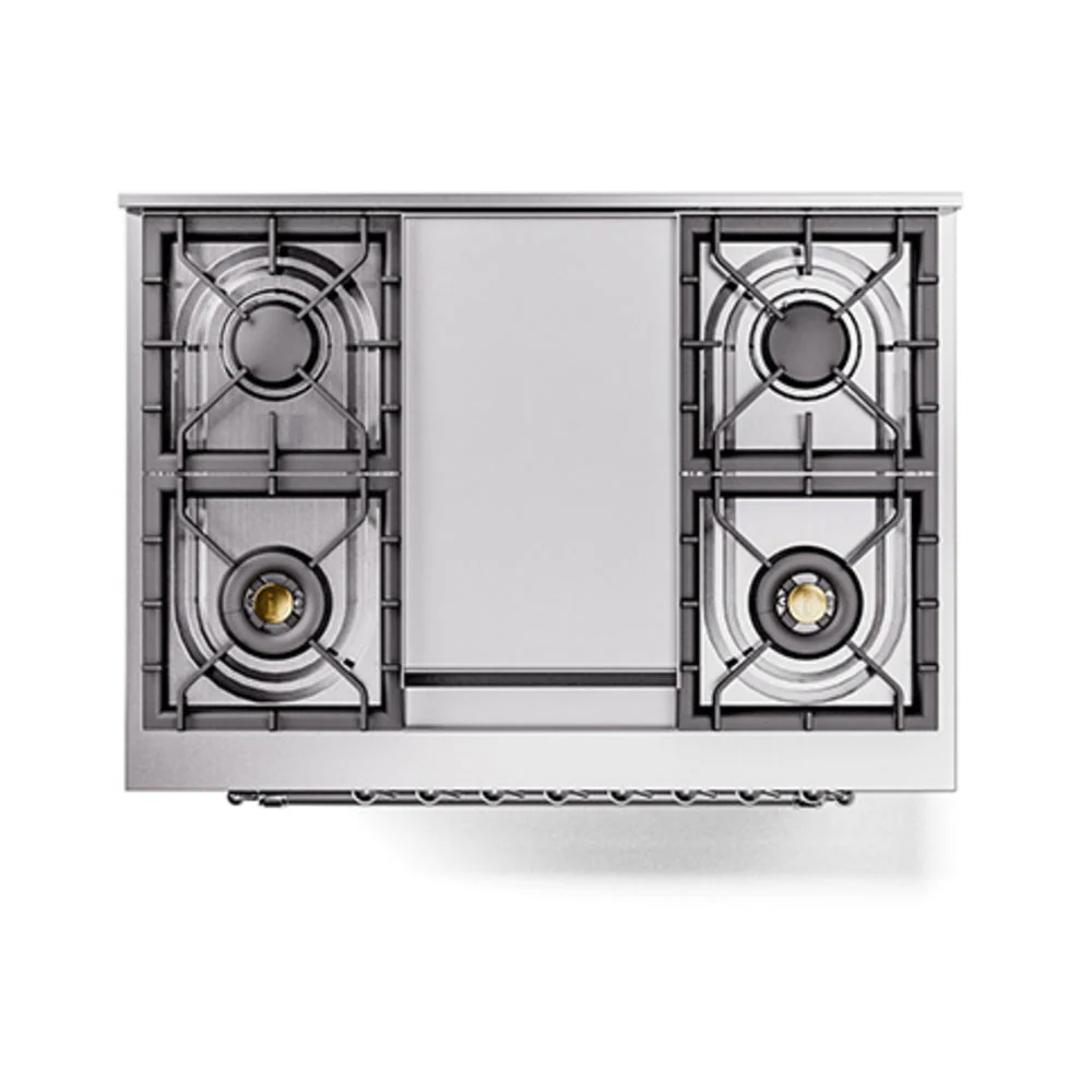 ILVE 36-Inch Nostalgie II Natural Gas Dual Fuel Range with 6 Burners and Solid Door Oven in Matte Graphite with Chrome Trim (UP36FQNMPMGC) - Image 3
