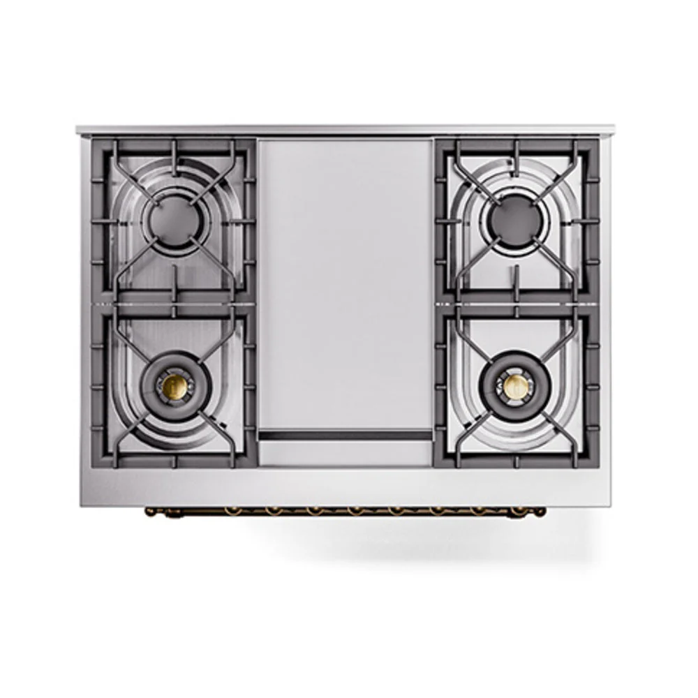 ILVE 36-Inch Nostalgie II Natural Gas Dual Fuel Range with 6 Burners and Solid Door Oven in White with Bronze Trim (UP36FQNMPWHB) - Image 3