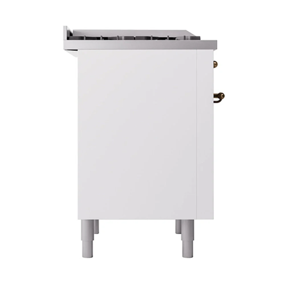 ILVE 36-Inch Nostalgie II Natural Gas Dual Fuel Range with 6 Burners and Solid Door Oven in White with Bronze Trim (UP36FQNMPWHB) - Image 4