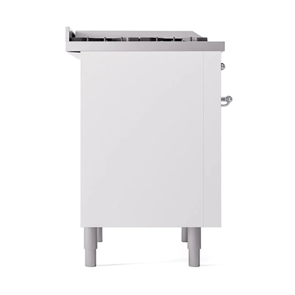 ILVE 36-Inch Nostalgie II Natural Gas Dual Fuel Range with 6 Burners and Solid Door Oven in White with Chrome Trim (UP36FQNMPWHC) - Image 4