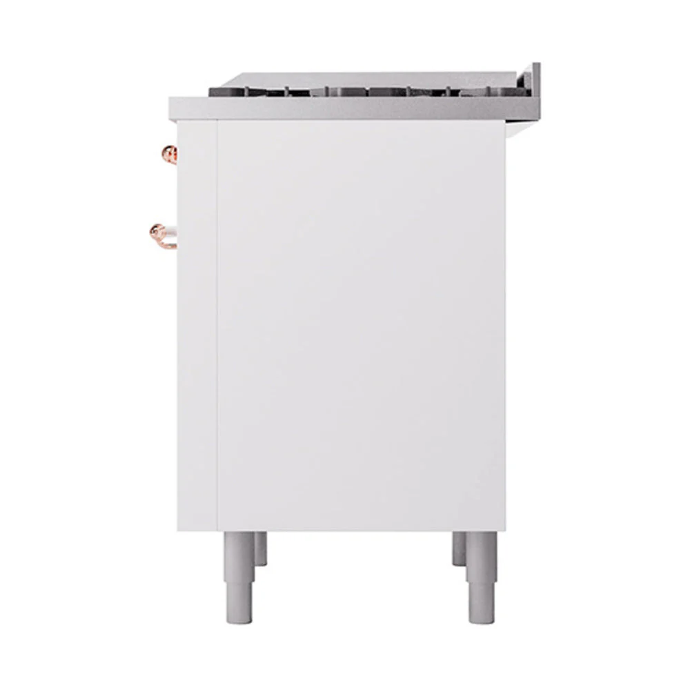 ILVE 36-Inch Nostalgie II Natural Gas Dual Fuel Range with 6 Burners and Solid Door Oven in White with Copper Trim (UP36FQNMPWHP) - Image 5