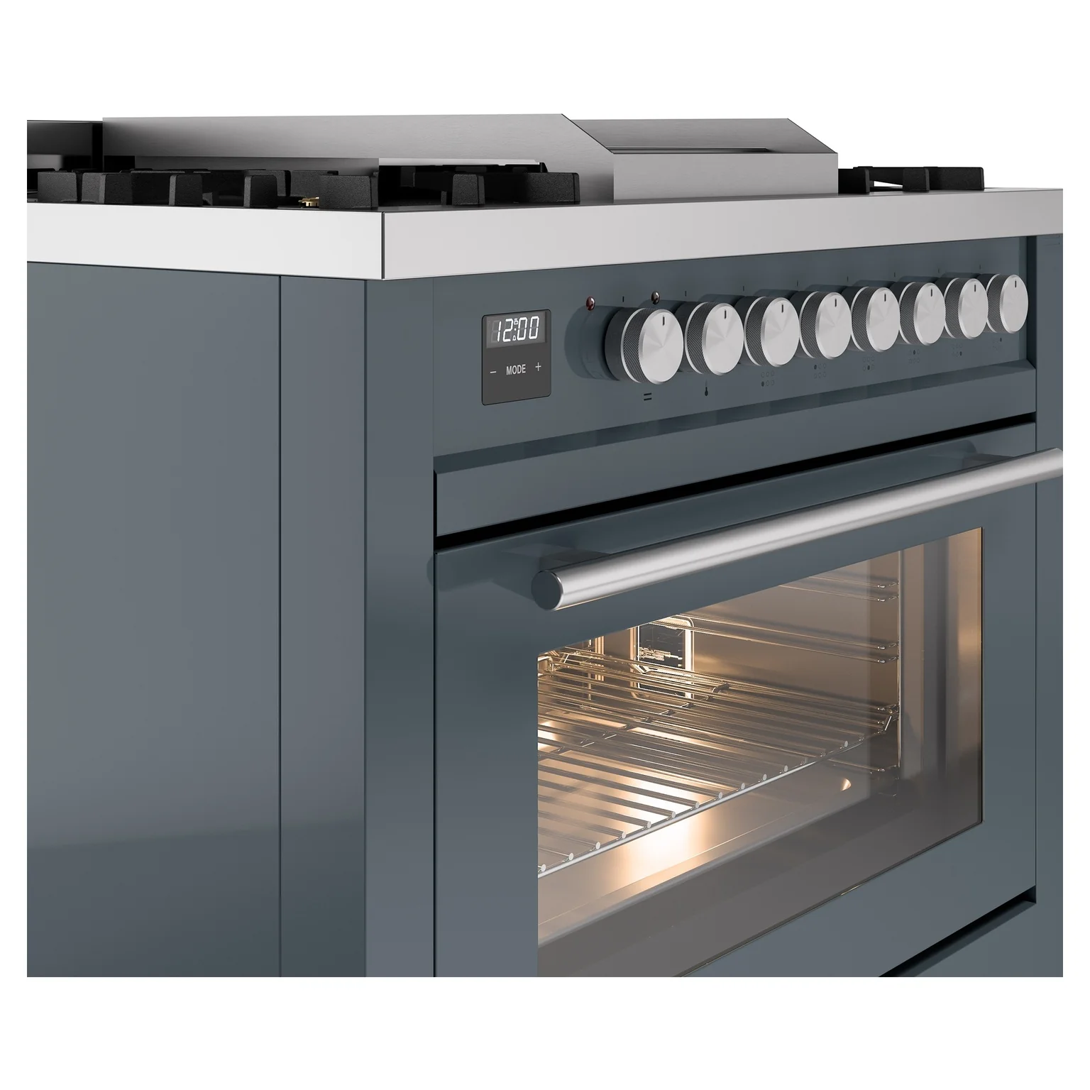 ILVE 36-Inch Professional Plus II Freestanding Propane Gas Dual Fuel Range with 6 Sealed Burner in Blue Grey (UP36FWMPBGLP) - Image 3