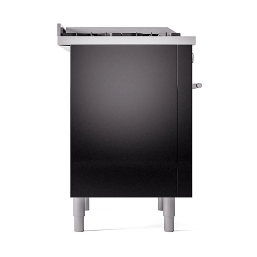 ILVE 36-Inch Professional Plus II Natural Gas Dual Fuel Range with 6 Burners and Solid Door in Glossy Black (UP36FQMPBK) - Image 4