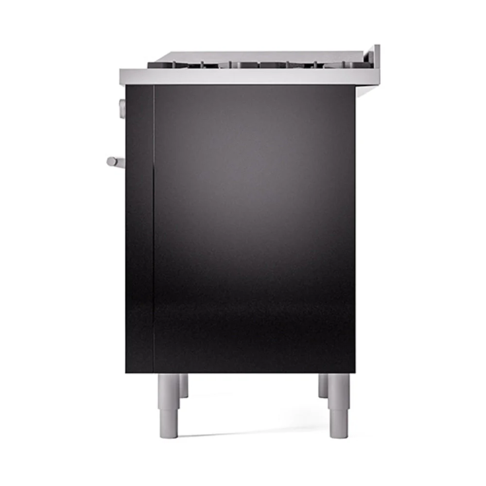 ILVE 36-Inch Professional Plus II Natural Gas Dual Fuel Range with 6 Burners and Solid Door in Glossy Black (UP36FQMPBK) - Image 5