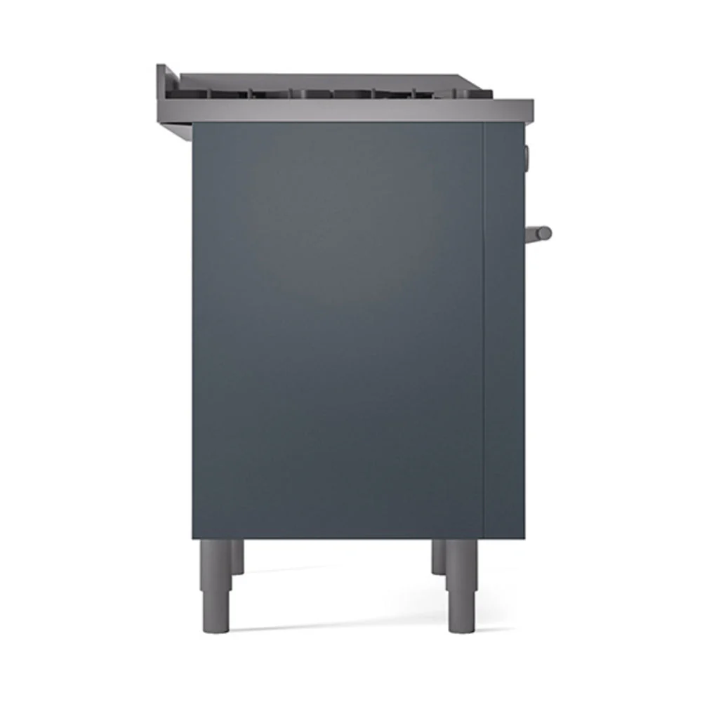 ILVE 36-Inch Professional Plus II Natural Gas Dual Fuel Range with 6 Burners and Solid Door Oven in Blue Grey (UP36FQMPBG) - Image 4