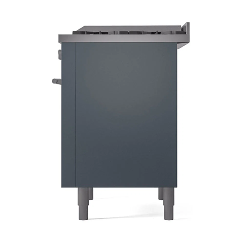 ILVE 36-Inch Professional Plus II Natural Gas Dual Fuel Range with 6 Burners and Solid Door Oven in Blue Grey (UP36FQMPBG) - Image 5