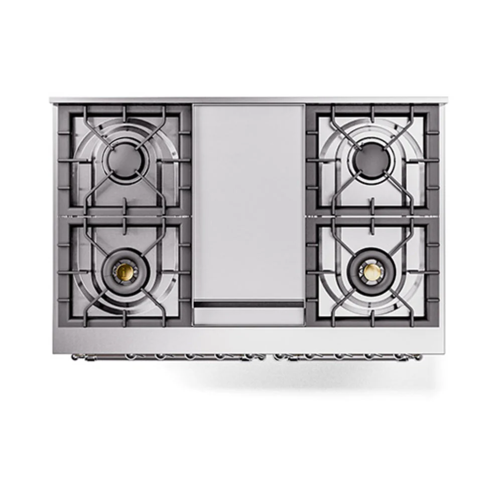 ILVE 40-Inch Nostalgie II Natural Gas Dual Fuel Range with 6 Burners, Griddle and Solid Door Oven in Custom RAL with Chrome Trim (UPD40FQNMPRAC) - Image 3