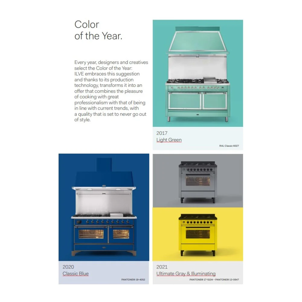 ILVE 40-Inch Nostalgie II Natural Gas Dual Fuel Range with 6 Burners, Griddle and Solid Door Oven in RAL with Brass Trim (UPD40FQNMPRAG) - Image 5