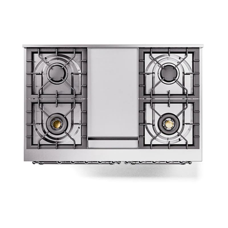 ILVE 40-Inch Nostalgie II Noblesse Natural Gas Dual Fuel Range with Solid Door Oven in Burgundy with Chrome Trim (UND40FQNMPBUC) - Image 3