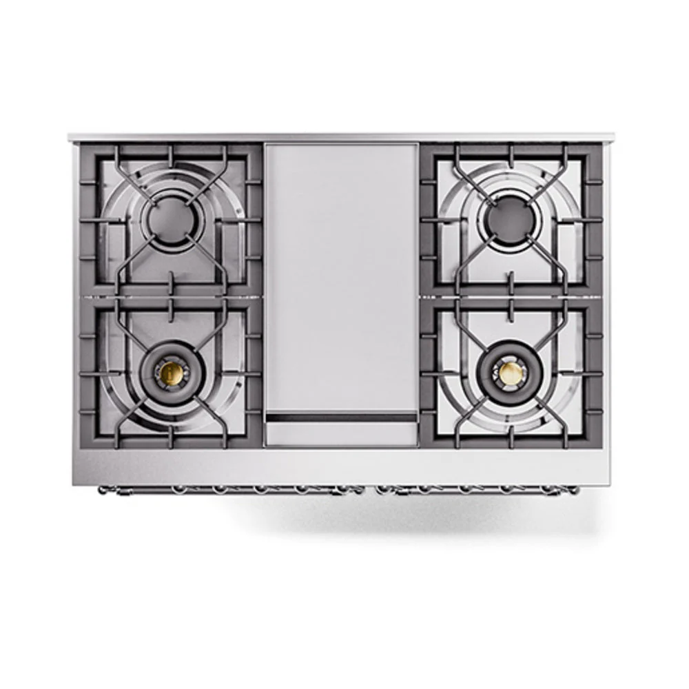 ILVE 40-Inch Nostalgie II Noblesse Natural Gas Dual Fuel Range with Solid Door Oven in Matte Graphite with Chrome Trim (UND40FQNMPMGC) - Image 3