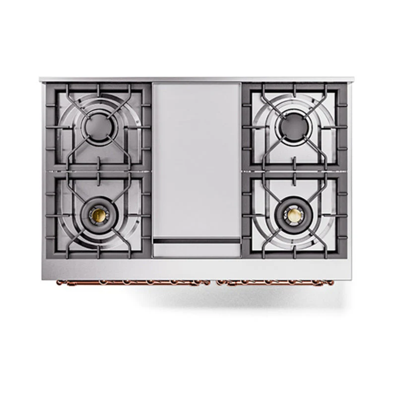 ILVE 40-Inch Nostalgie II Noblesse Natural Gas Dual Fuel Range with Solid Door Oven in Matte Graphite with Copper Trim (UND40FQNMPMGP) - Image 3