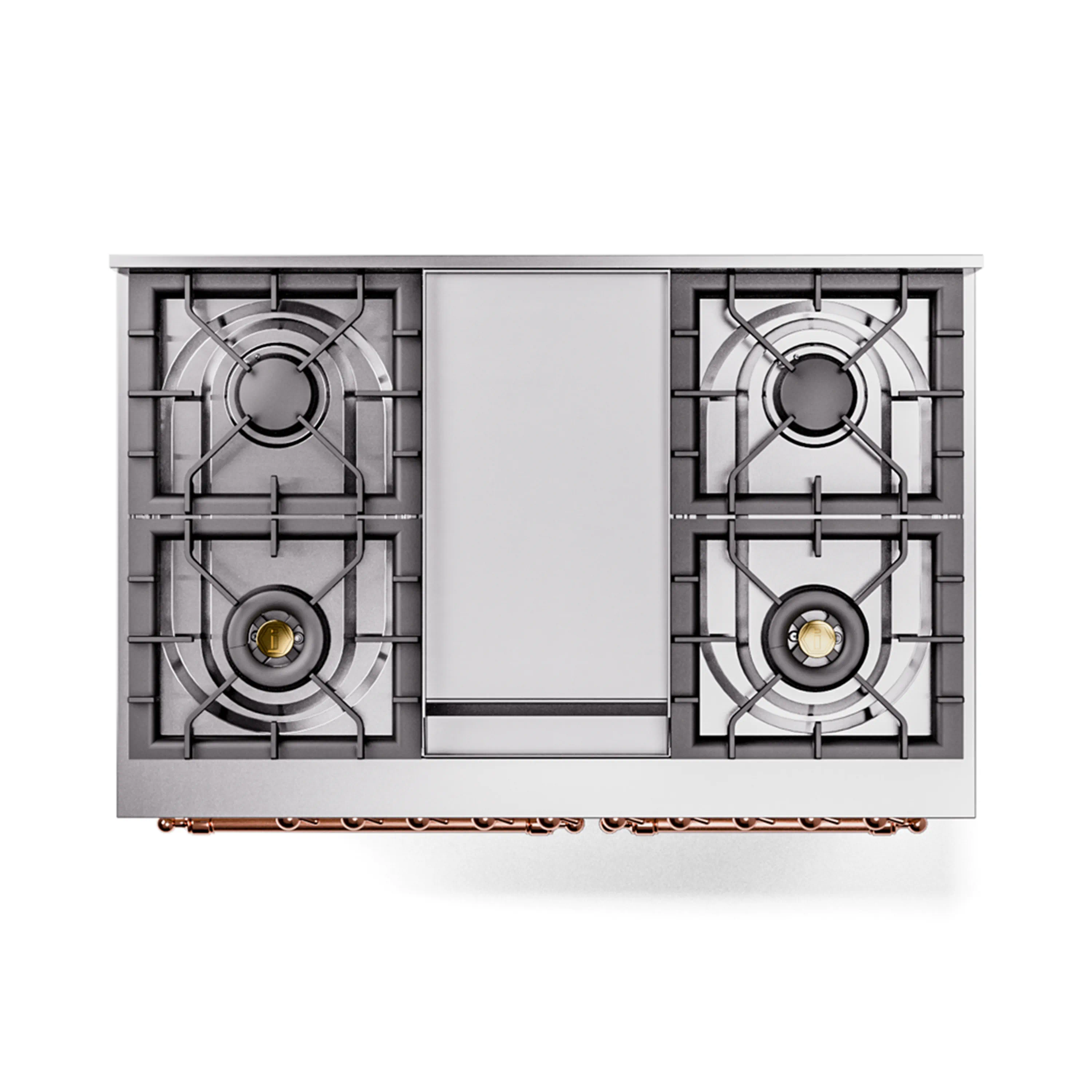 ILVE 40-Inch Nostalgie II Noblesse Natural Gas Dual Fuel Range with Triple Glass Door Oven in Antique White with Copper Trim (UND40FNMPAWP) - Image 4