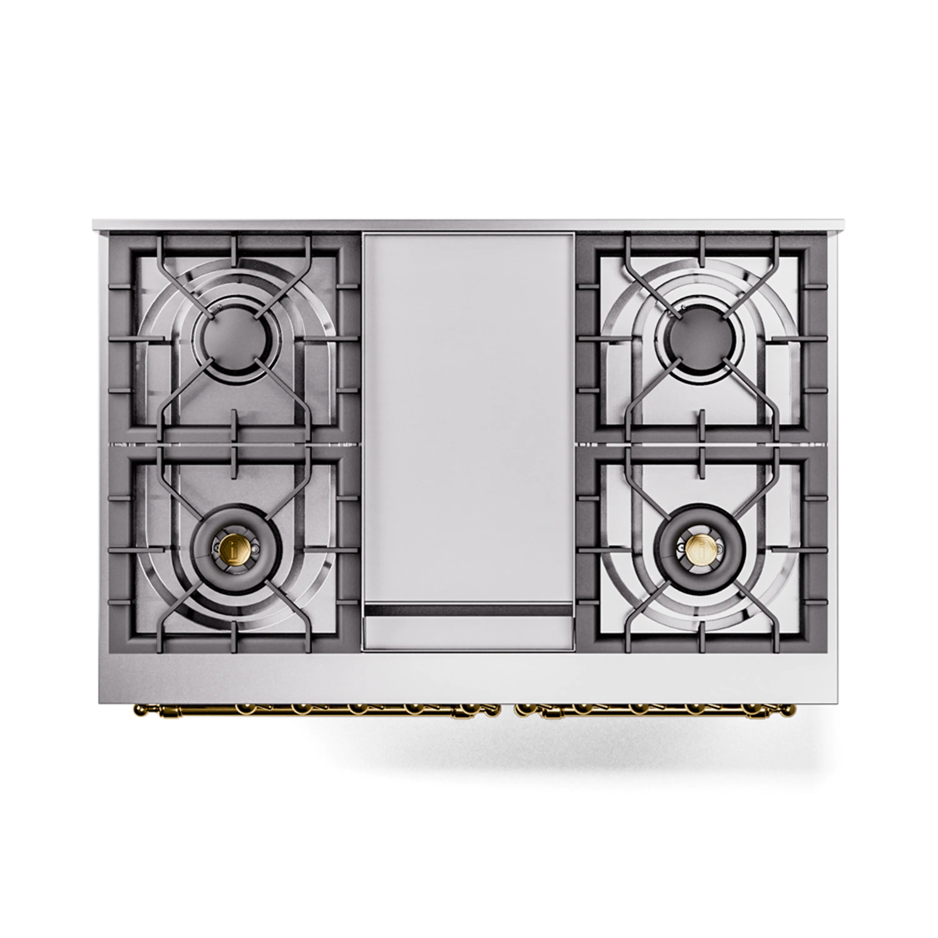 ILVE 40-Inch Nostalgie II Noblesse Natural Gas Dual Fuel Range with Triple Glass Door Oven in Stainless Steel with Brass Trim (UND40FNMPSSG) - Image 4