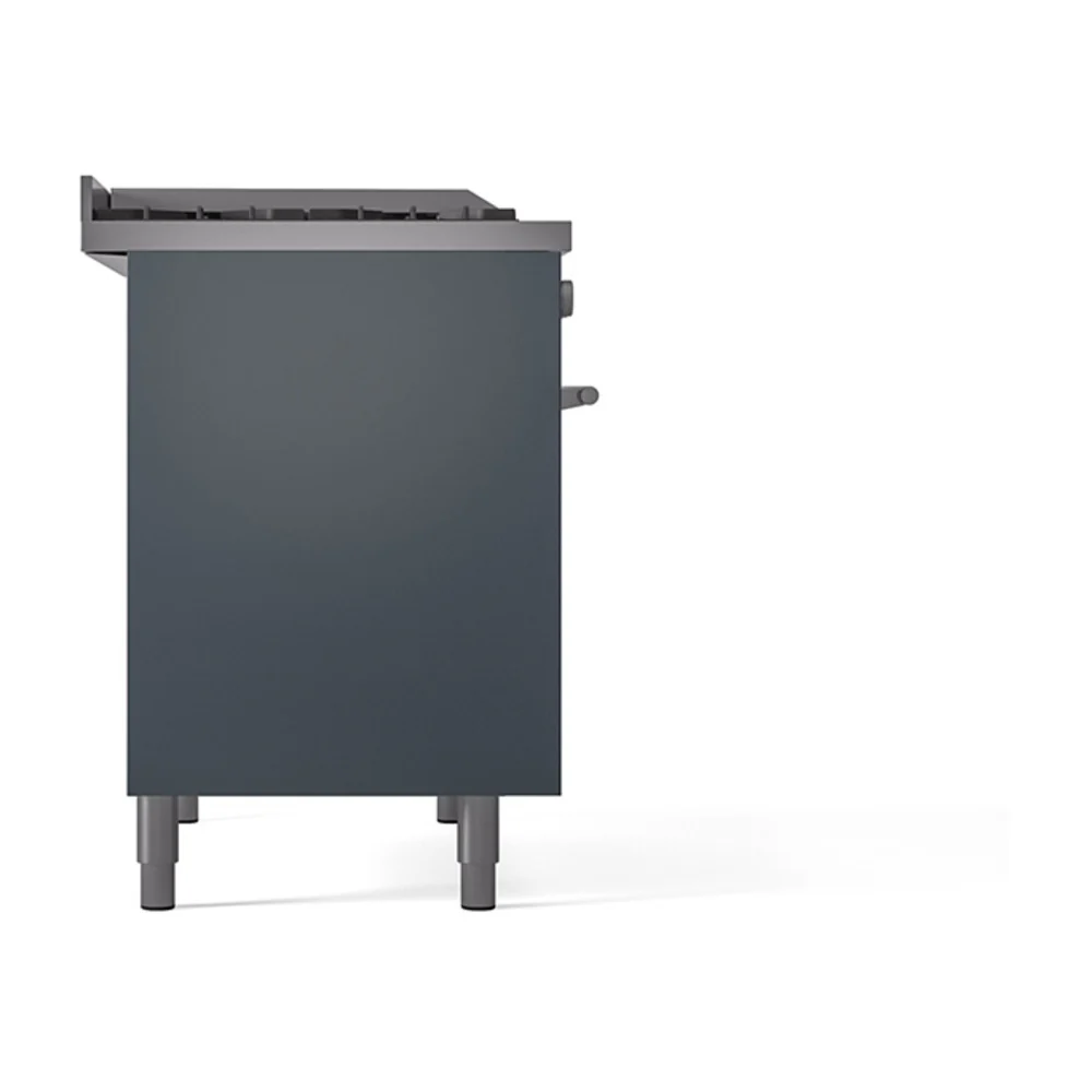 ILVE 40-inch Professional Plus II Natural Gas Dual Fuel Range with Solid Door Oven in Blue Grey (UPD40FQMPBG) - Image 4