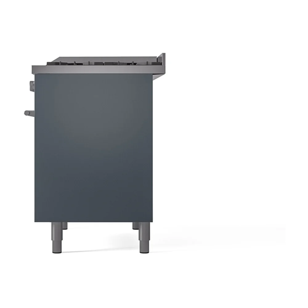 ILVE 40-inch Professional Plus II Natural Gas Dual Fuel Range with Solid Door Oven in Blue Grey (UPD40FQMPBG) - Image 5