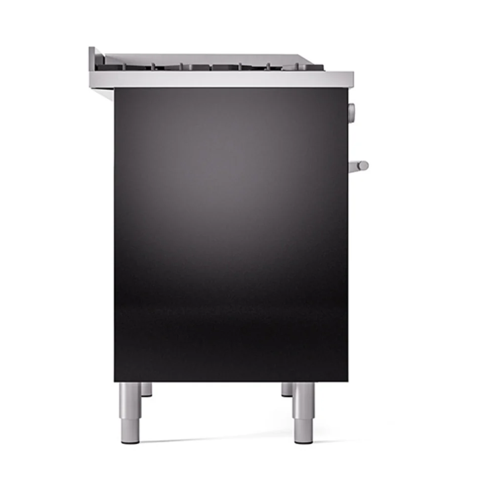 ILVE 40-inch Professional Plus II Natural Gas Dual Fuel Range with Solid Door Oven in Glossy Black (UPD40FQMPBK) - Image 4
