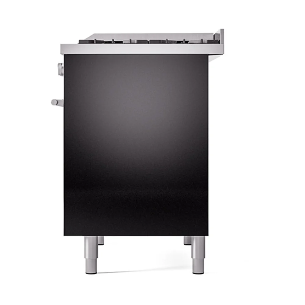 ILVE 40-inch Professional Plus II Natural Gas Dual Fuel Range with Solid Door Oven in Glossy Black (UPD40FQMPBK) - Image 5