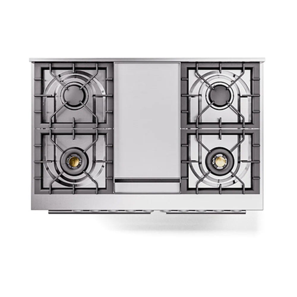 ILVE 40-inch Professional Plus II Natural Gas Dual Fuel Range with Solid Door Oven in Stainless Steel (UPD40FQMPSS) - Image 3