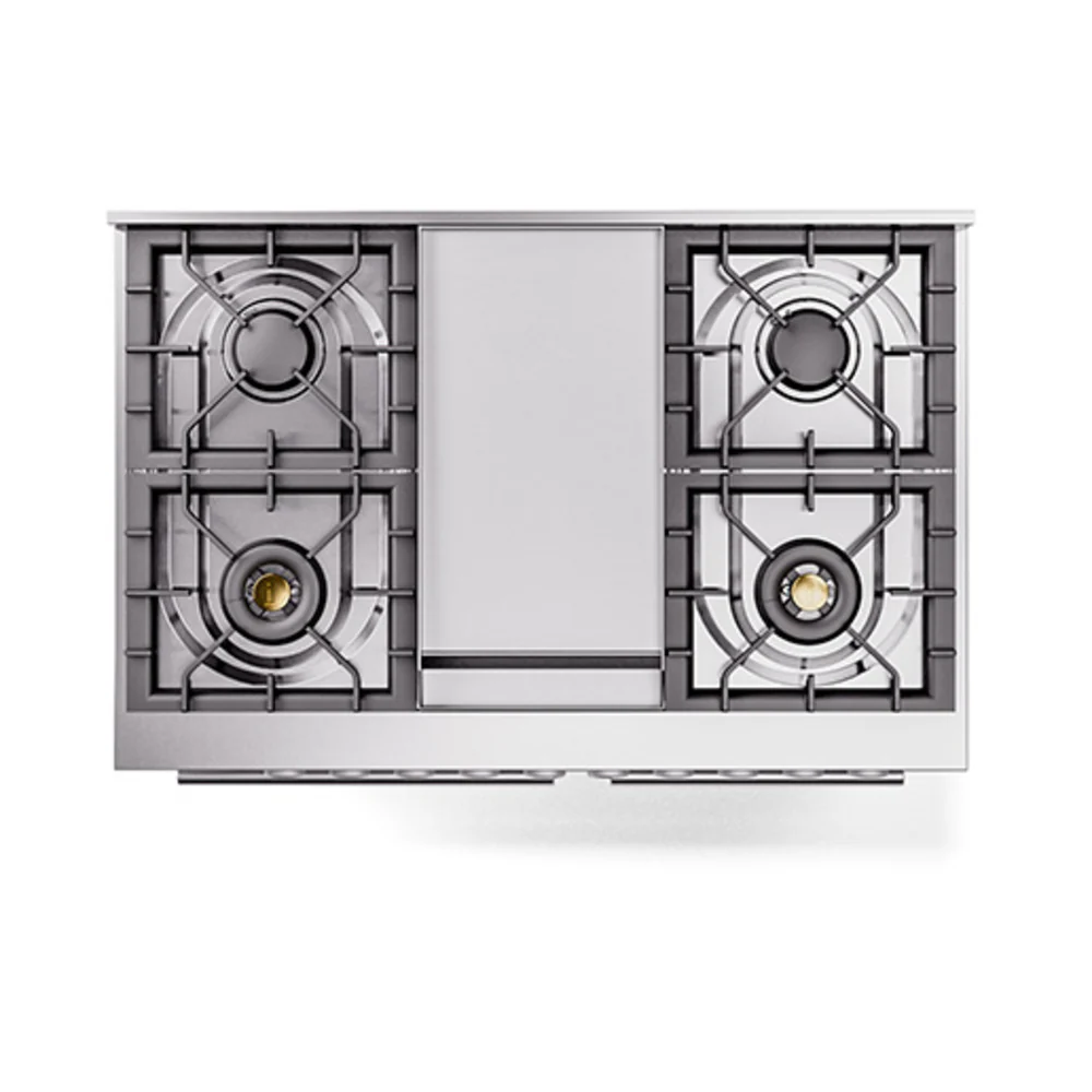 ILVE 40-inch Professional Plus II Natural Gas Dual Fuel Range with Solid Door Oven in White (UPD40FQMPWH) - Image 3