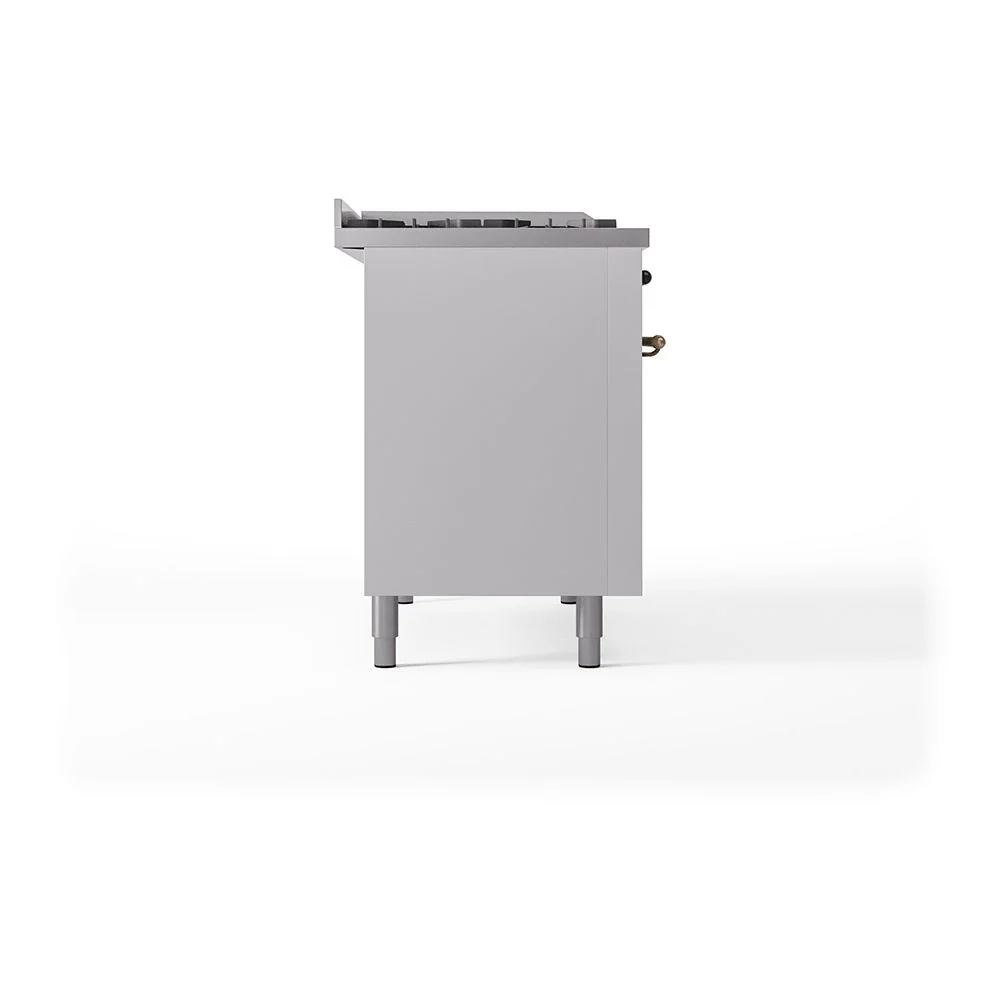ILVE 48-Inch Nostalgie II Noblesse Natural Gas Dual Fuel Range with 5 Sealed Burners, Griddle, French Top and Solid Door Oven in White with Bronze Trim (UN48FSQNMPWHB) - Image 4