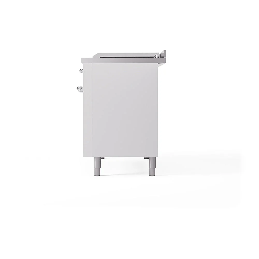 ILVE 48-Inch Nostalgie II Noblesse Natural Gas Dual Fuel Range with 5 Sealed Burners, Griddle, French Top and Solid Door Oven in White with Chrome Trim (UN48FSQNMPWHC) - Image 5