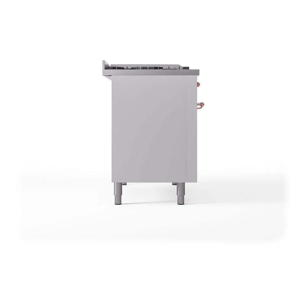 ILVE 48-Inch Nostalgie II Noblesse Natural Gas Dual Fuel Range with 5 Sealed Burners, Griddle, French Top and Solid Door Oven in White with Copper Trim (UN48FSQNMPWHP) - Image 4