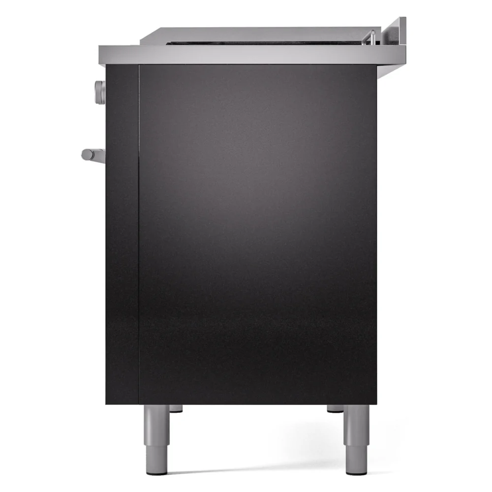 ILVE 48-inch Professional Plus II Propane Gas Dual Fuel Range with 5 Burners, Griddle, French Top, and Triple Glass Door Oven in Glossy Black (UP48FSWMPBKLP) - Image 10