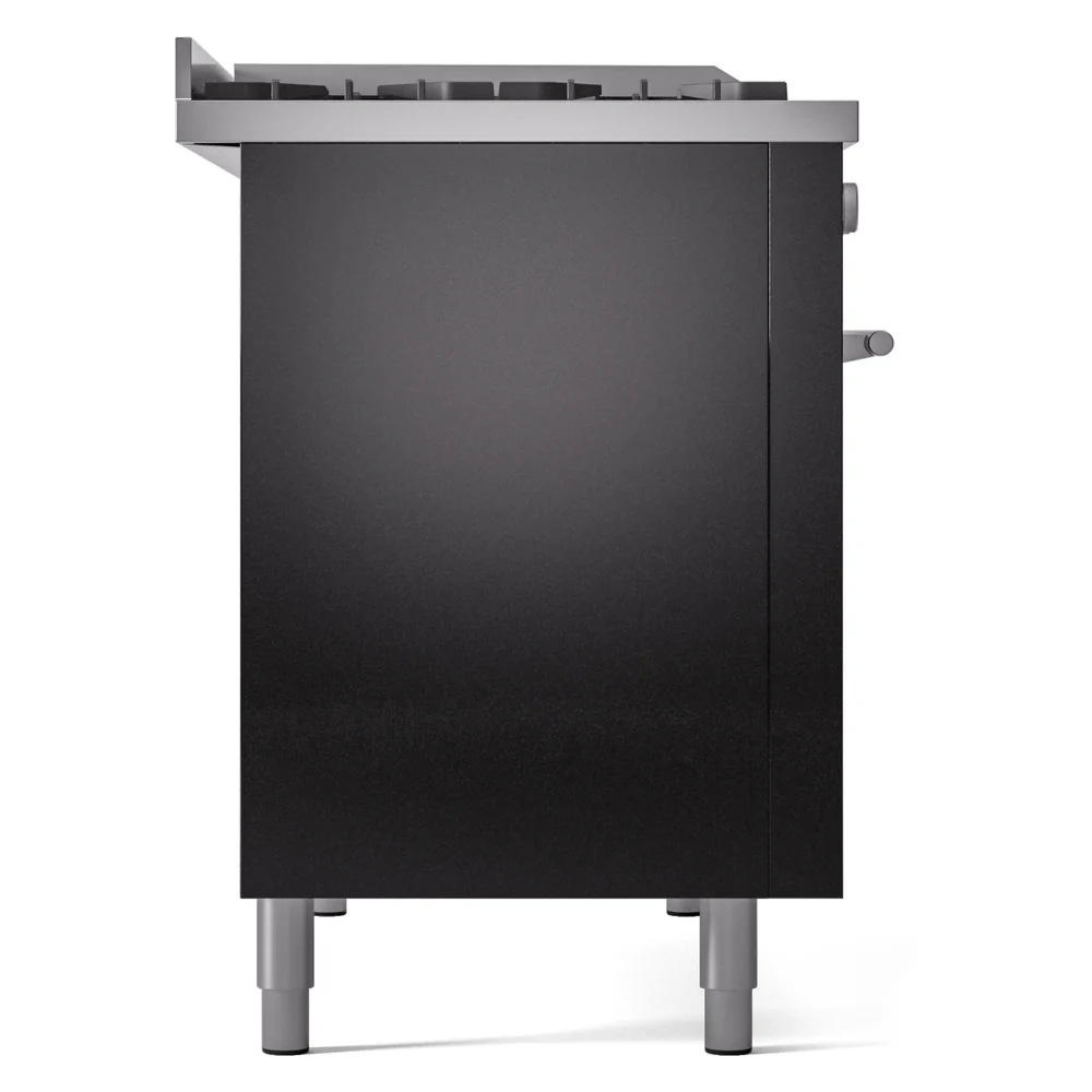 ILVE 48-inch Professional Plus II Propane Gas Dual Fuel Range with 5 Burners, Griddle, French Top, and Triple Glass Door Oven in Glossy Black (UP48FSWMPBKLP) - Image 9