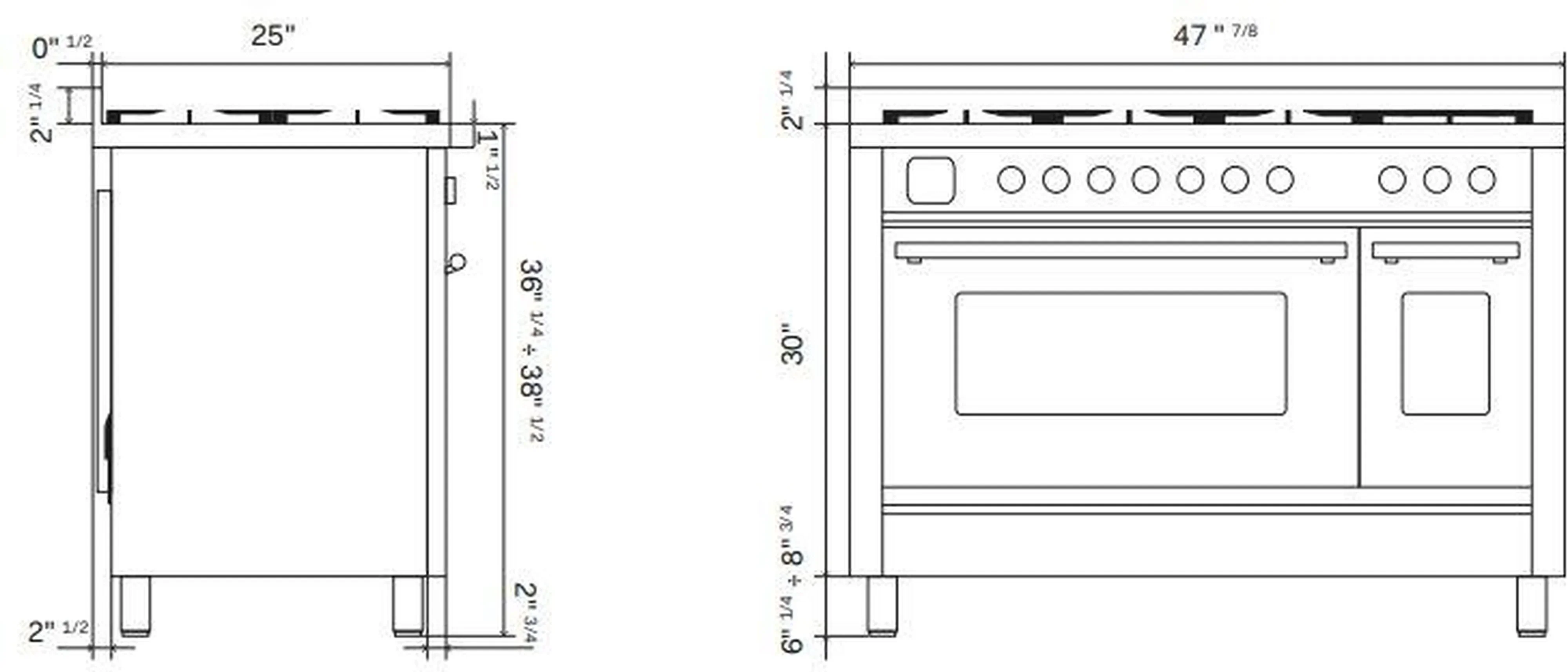 ILVE 48-Inch Professional Plus II Freestanding Natural Gas Dual Fuel Range with 8 Sealed Burner in Matte Graphite (UP48FWMPMG) - Image 15