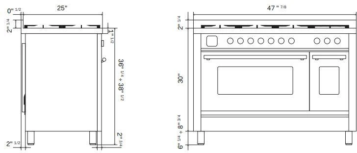 ILVE 48-Inch Professional Plus II Freestanding Natural Gas Dual Fuel Range with 8 Sealed Burner in Matte Graphite (UP48FWMPMG) - Image 16