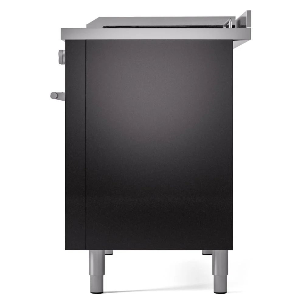 ILVE 48-inch Professional Plus II Natural Gas Dual Fuel Range with 5 Burners, Griddle, French Top, and Triple Glass Door Oven in Glossy Black (UP48FSWMPBK) - Image 10