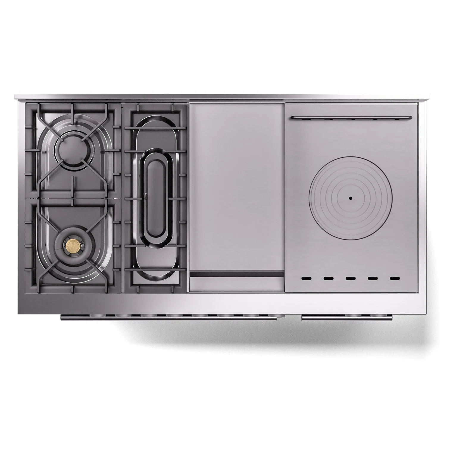 ILVE 48-inch Professional Plus II Natural Gas Dual Fuel Range with 5 Burners, Griddle, French Top, and Triple Glass Door Oven in Glossy Black (UP48FSWMPBK) - Image 4