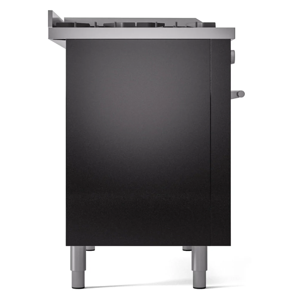 ILVE 48-inch Professional Plus II Natural Gas Dual Fuel Range with 5 Burners, Griddle, French Top, and Triple Glass Door Oven in Glossy Black (UP48FSWMPBK) - Image 9