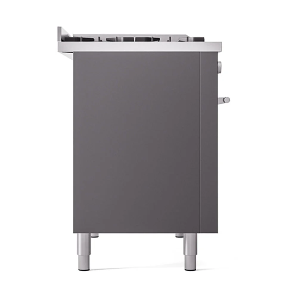 ILVE 48-Inch Professional Plus II Natural Gas Dual Fuel Range with 8 Burners, Griddle, and Solid Door Oven in Matte Graphite (UP48FQMPMG) - Image 4