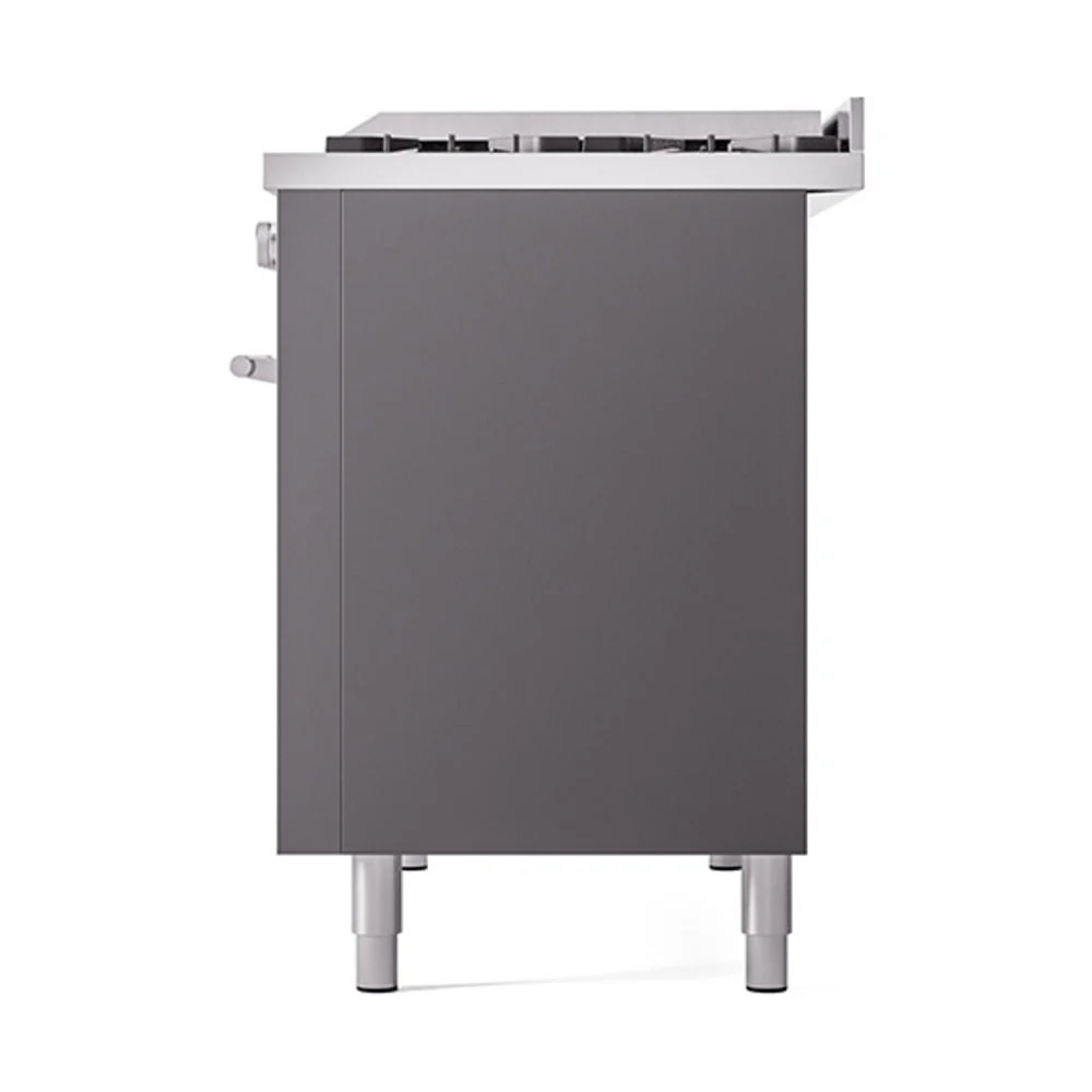 ILVE 48-Inch Professional Plus II Natural Gas Dual Fuel Range with 8 Burners, Griddle, and Solid Door Oven in Matte Graphite (UP48FQMPMG) - Image 5
