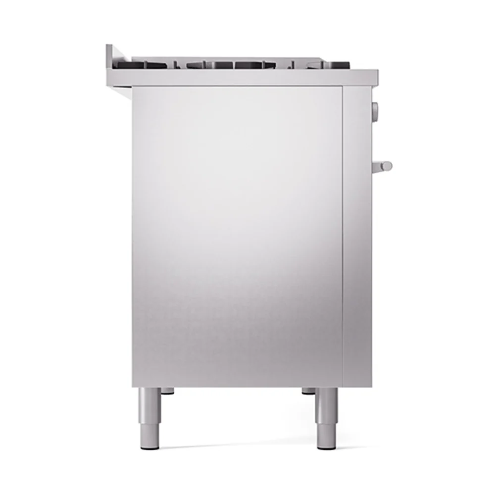 ILVE 48-inch Professional Plus II Natural Gas Dual Fuel Range with 8 Burners, Griddle, and Solid Door Oven in Stainless Steel (UP48FQMPSS) - Image 4