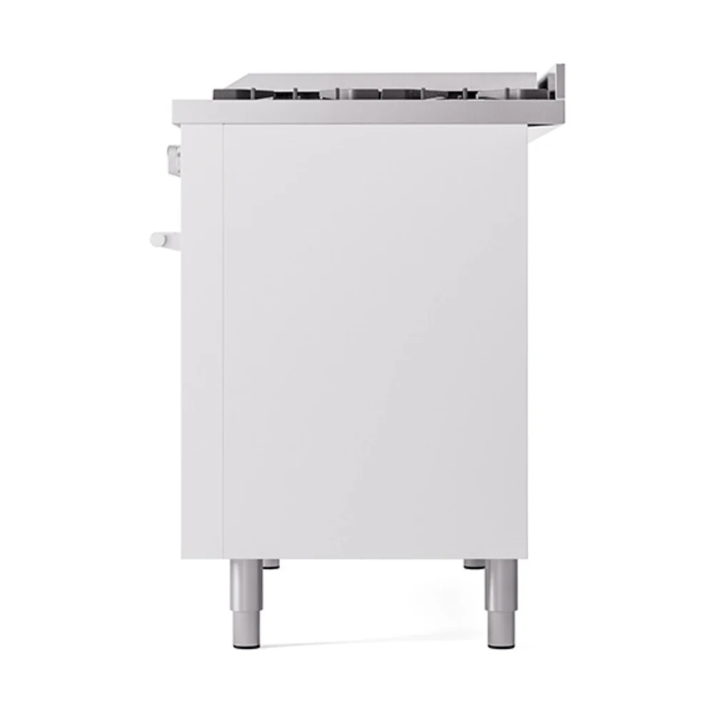 ILVE 48-inch Professional Plus II Natural Gas Dual Fuel Range with 8 Burners, Griddle, and Solid Door Oven in White (UP48FQMPWH) - Image 5