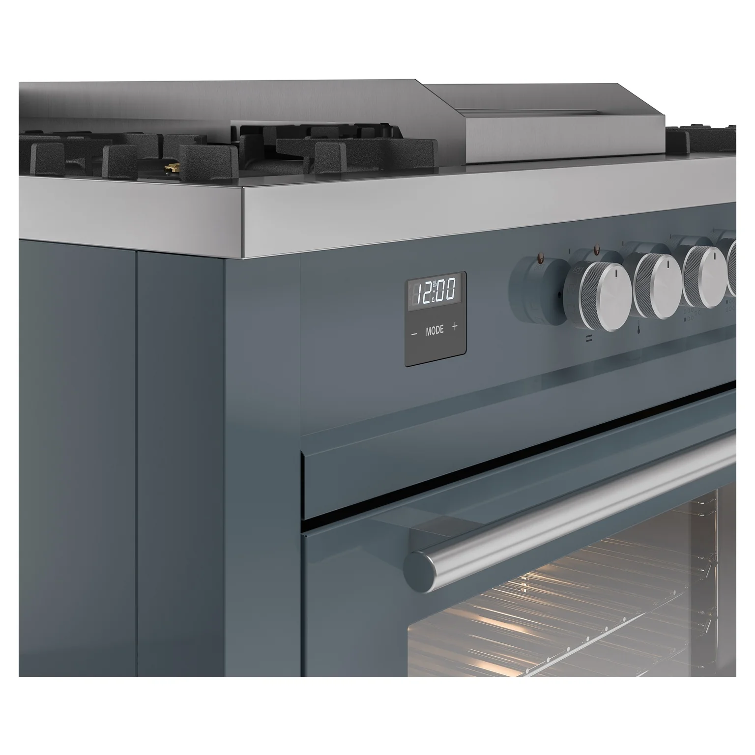 ILVE Professional Plus II 60-Inch Propane Gas Dual Fuel Range with 7 Burners, Griddle, & French Top with Triple Glass Door Oven in Blue Grey (UP60FSWMPBGLP) - Image 3