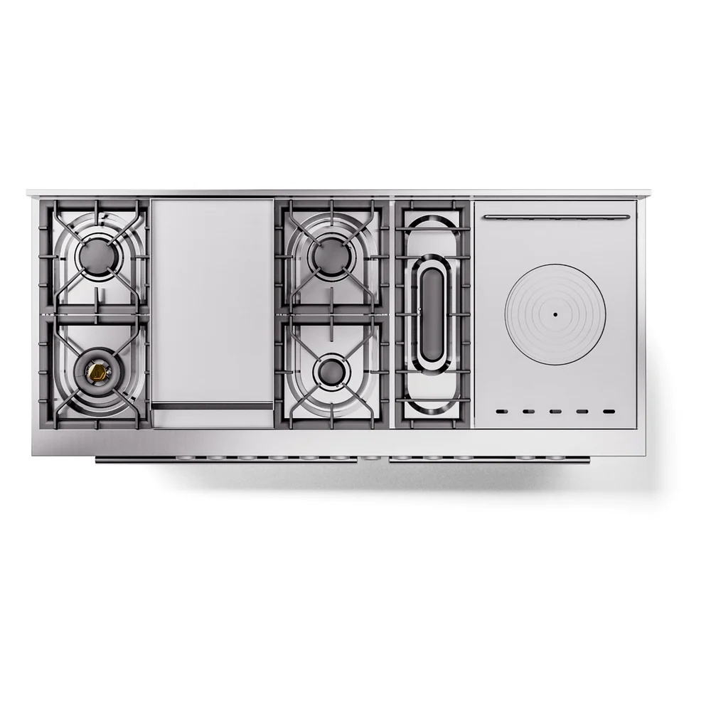 ILVE Professional Plus II 60-Inch Propane Gas Dual Fuel Range with 7 Burners, Griddle, & French Top with Triple Glass Door Oven in Blue Grey (UP60FSWMPBGLP) - Image 8