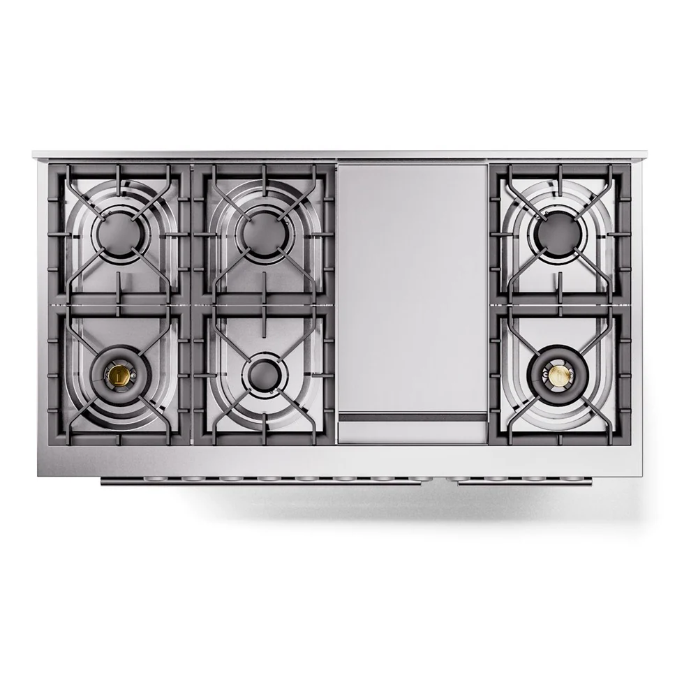 ILVE 48-Inch Professional Plus II Freestanding Propane Gas Dual Fuel Range with 8 Sealed Burner in Blue Grey (UP48FWMPBGLP) - Image 8