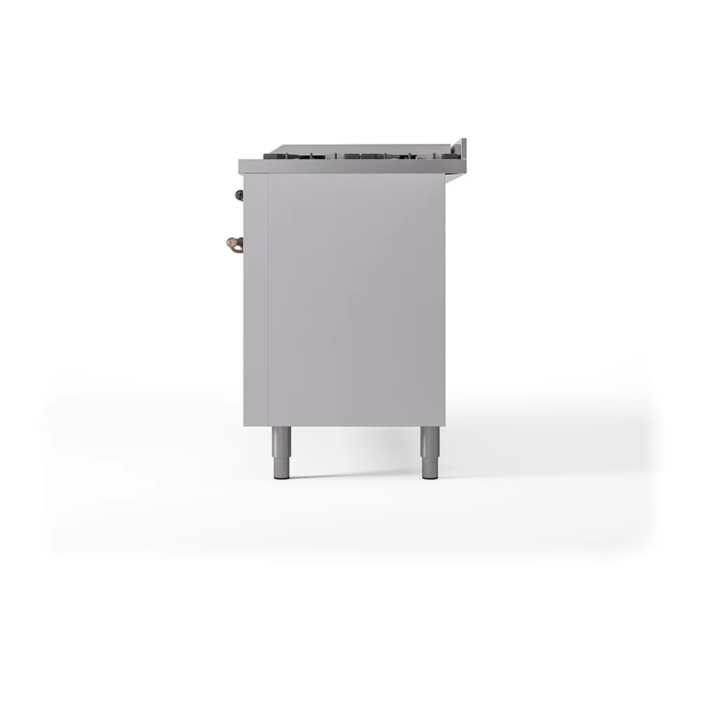 ILVE 60-Inch Nostalgie II Natural Gas Dual Fuel Range with 9 Burners, Griddle, and Solid Door Oven in White with Bronze Trim (UP60FQNMPWHB) - Image 5