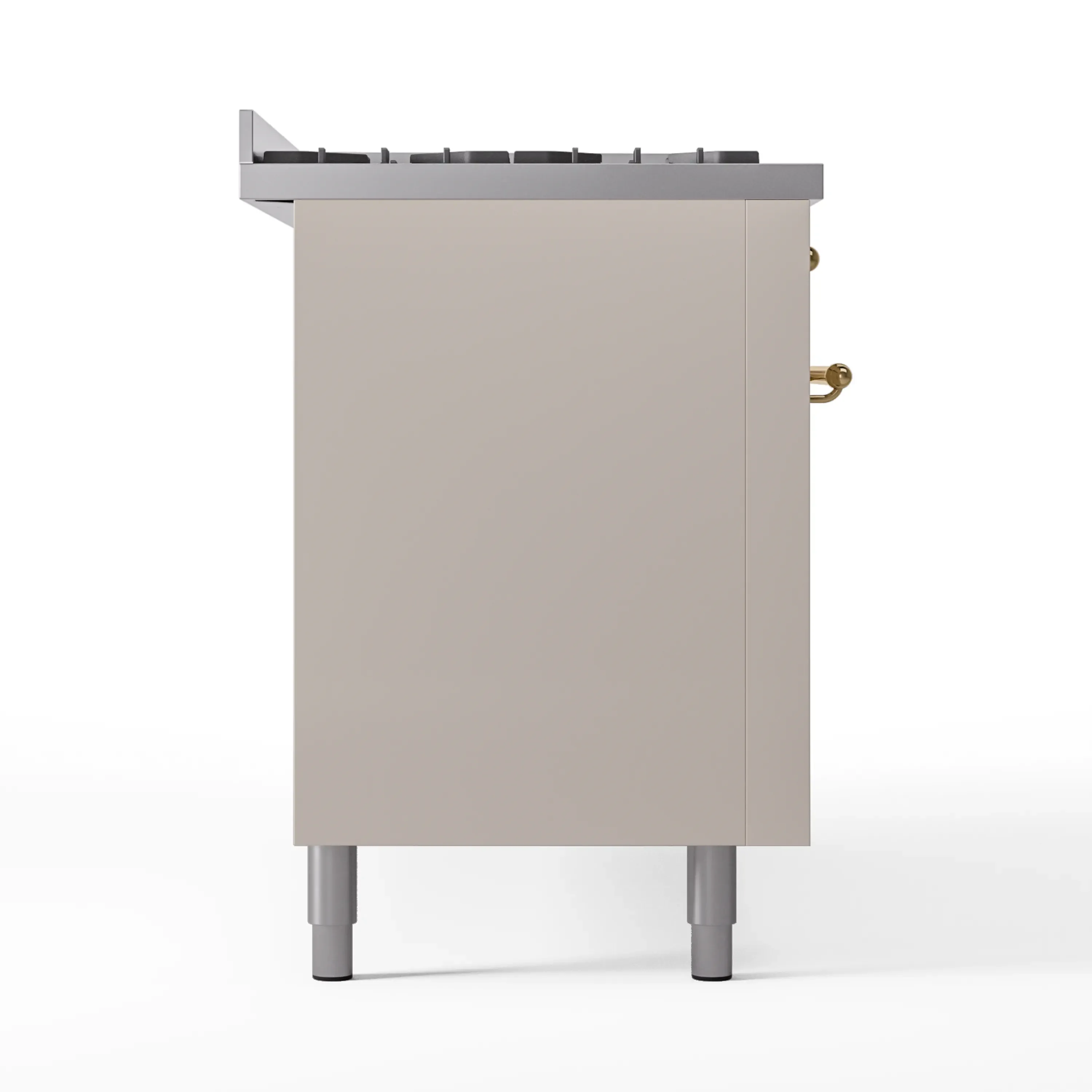 ILVE 60-Inch Nostalgie II Natural Gas Dual Fuel Range with 9 Burners, Griddle and Triple Glass Door Oven in Antique White with Brass Trim (UP60FNMPAWG) - Image 10