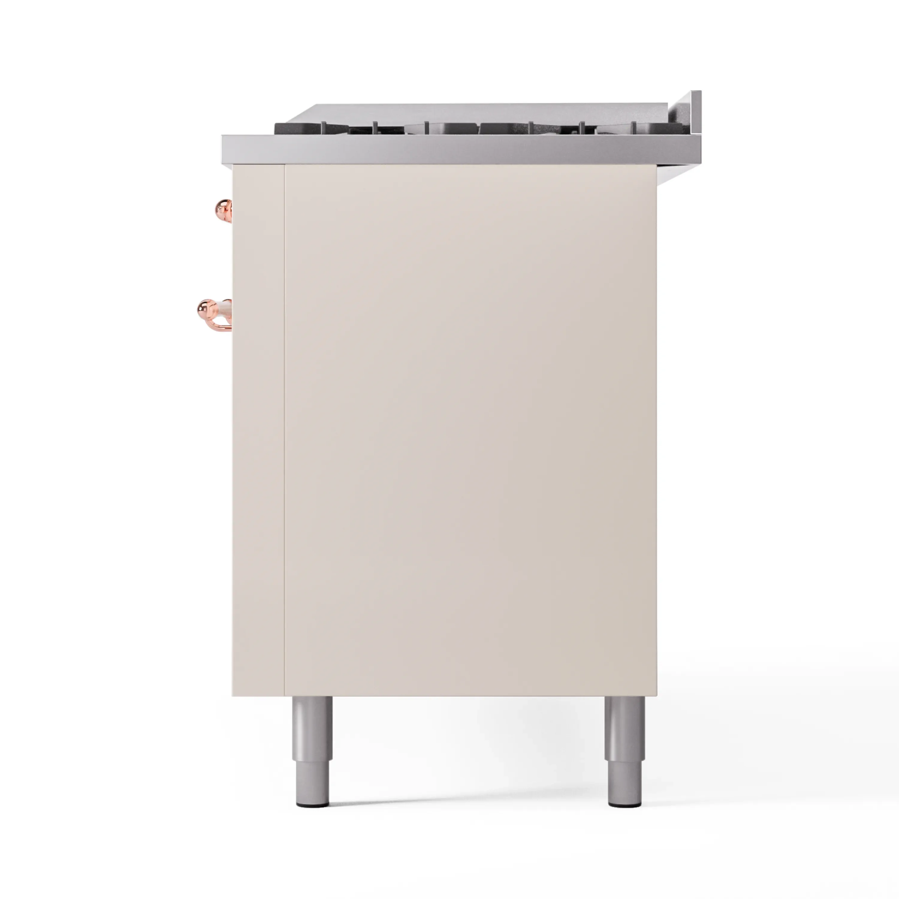 ILVE 60-Inch Nostalgie II Natural Gas Dual Fuel Range with 9 Burners, Griddle and Triple Glass Door Oven in Antique White with Copper Trim (UP60FNMPAWP) - Image 9