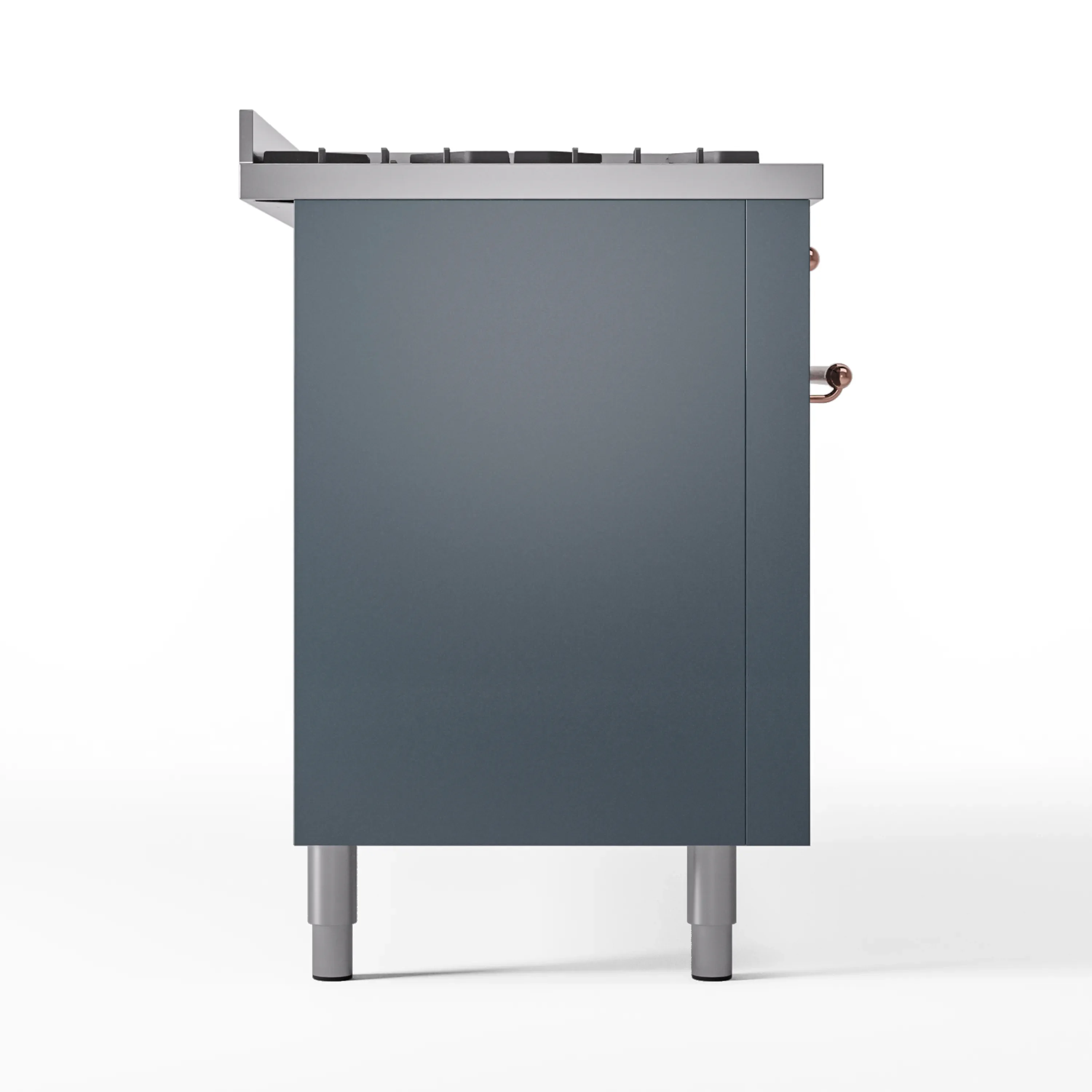 ILVE 60-Inch Nostalgie II Natural Gas Dual Fuel Range with 9 Burners, Griddle and Triple Glass Door Oven in Blue Grey with Copper Trim (UP60FNMPBGP) - Image 11