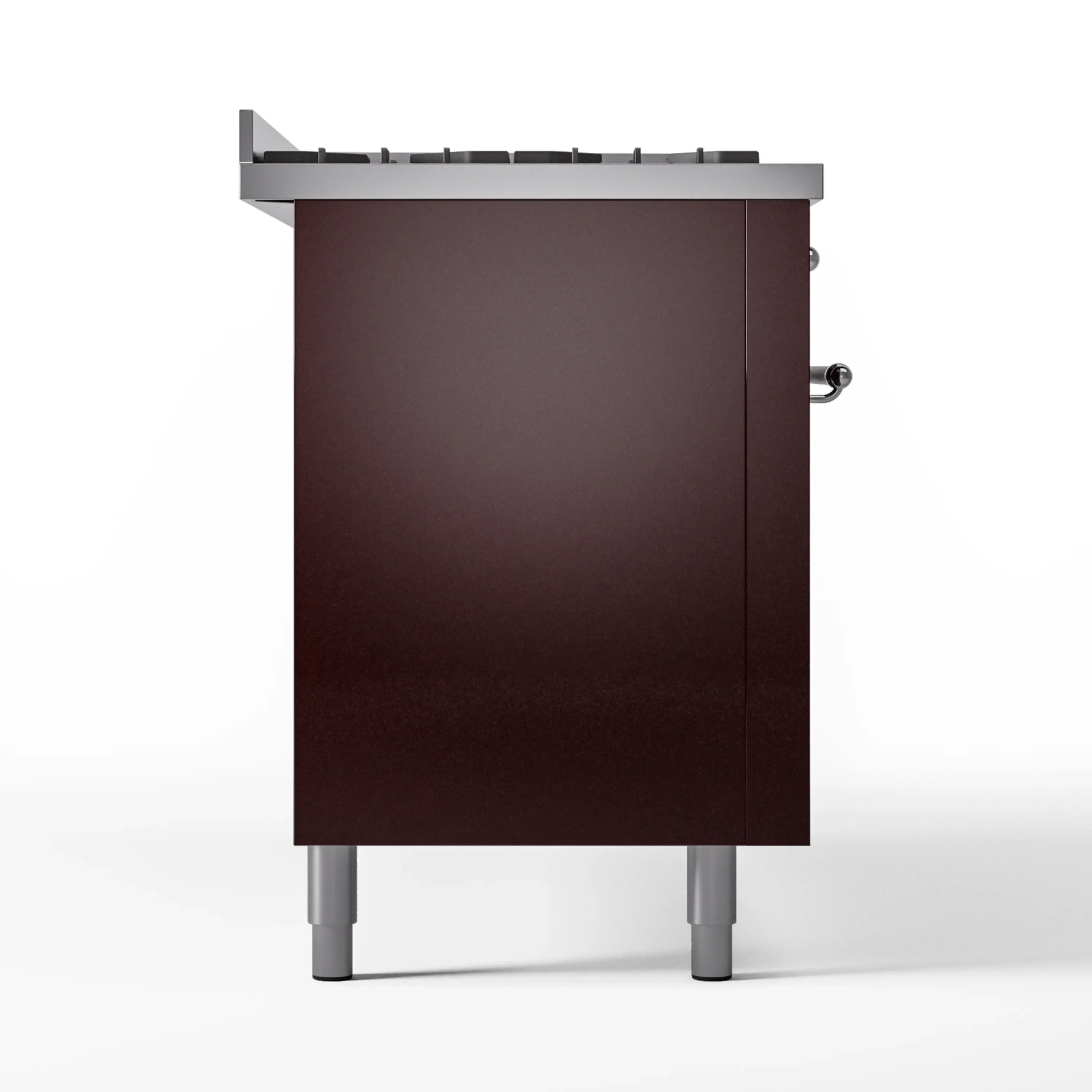 ILVE 60-Inch Nostalgie II Natural Gas Dual Fuel Range with 9 Burners, Griddle and Triple Glass Door Oven in Burgundy with Chrome Trim (UP60FNMPBUC) - Image 7