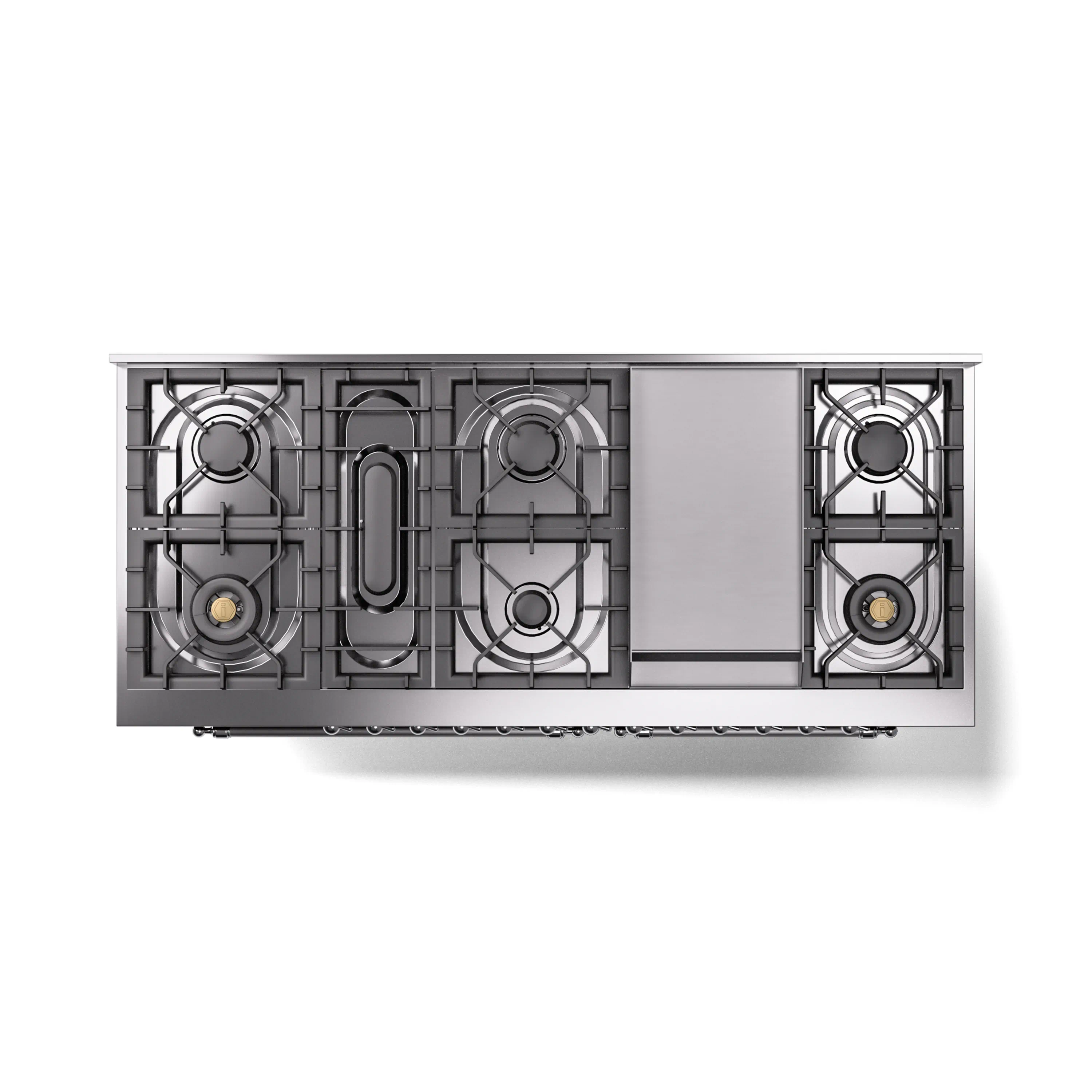 ILVE 60-Inch Nostalgie II Natural Gas Dual Fuel Range with 9 Burners, Griddle and Triple Glass Door Oven in Burgundy with Chrome Trim (UP60FNMPBUC) - Image 9