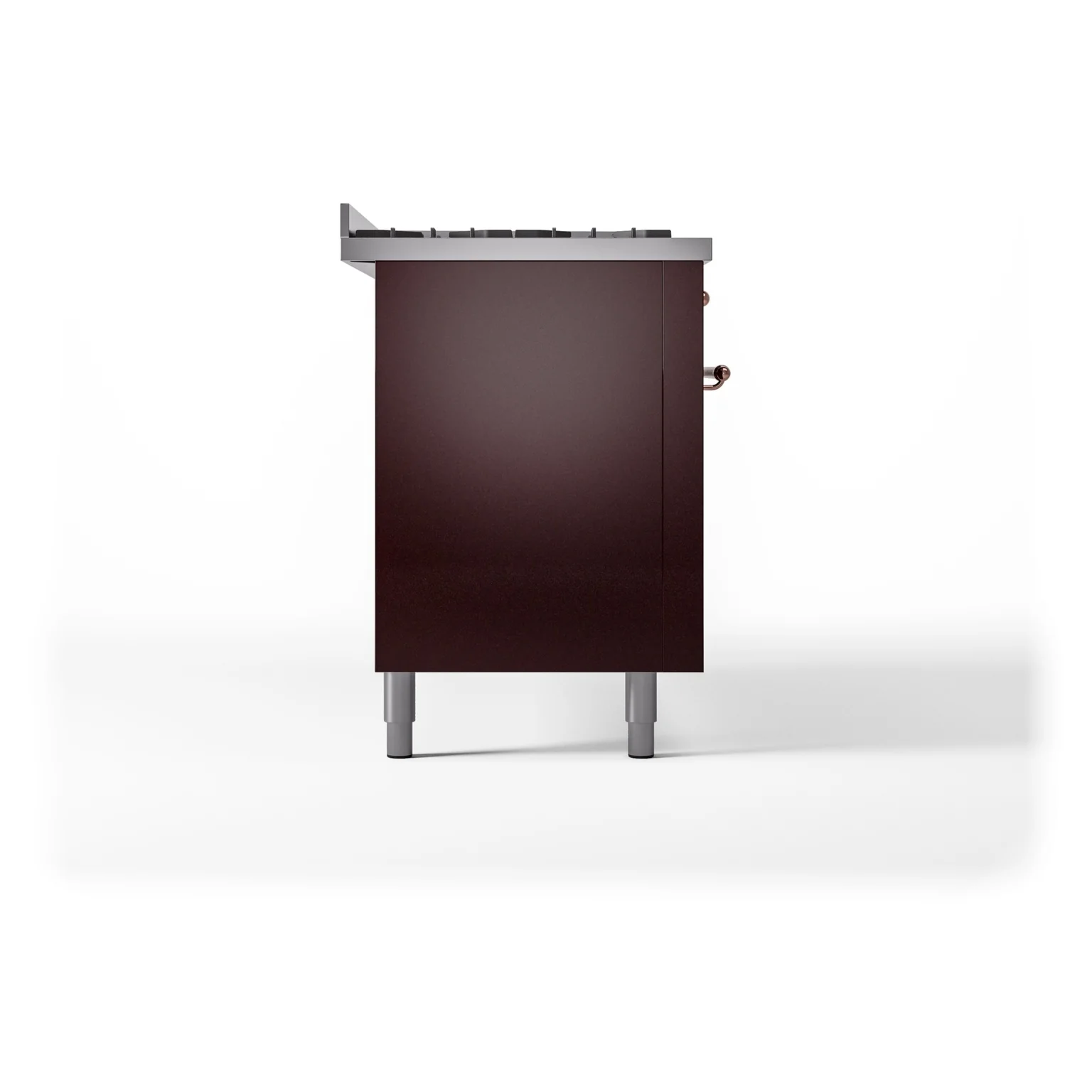 ILVE 60-Inch Nostalgie II Natural Gas Dual Fuel Range with 9 Burners, Griddle and Triple Glass Door Oven in Burgundy with Copper Trim (UP60FNMPBUP) - Image 9