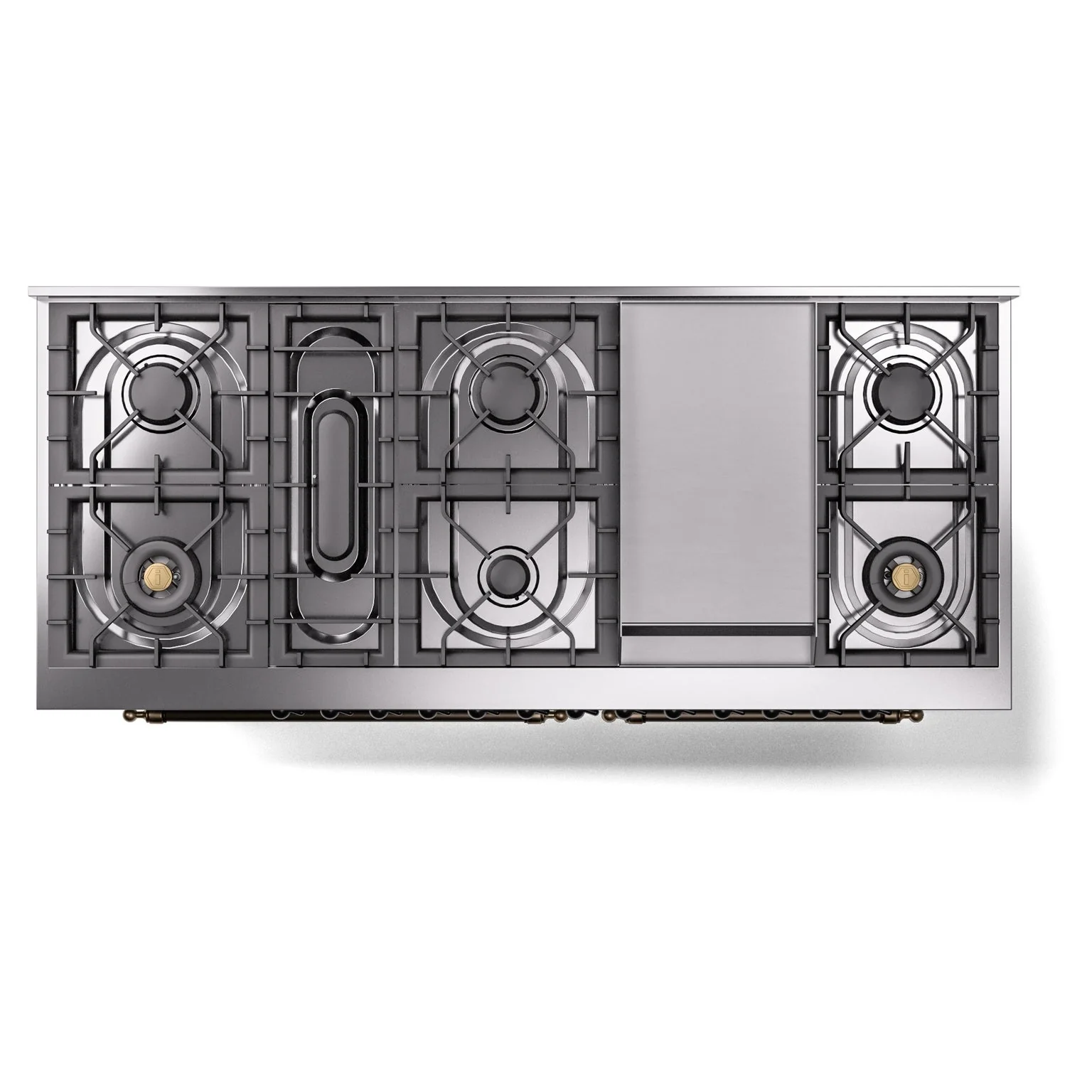 ILVE 60-Inch Nostalgie II Natural Gas Dual Fuel Range with 9 Burners, Griddle and Triple Glass Door Oven in Custom RAL with Bronze Trim (UP60FNMPRAB) - Image 3