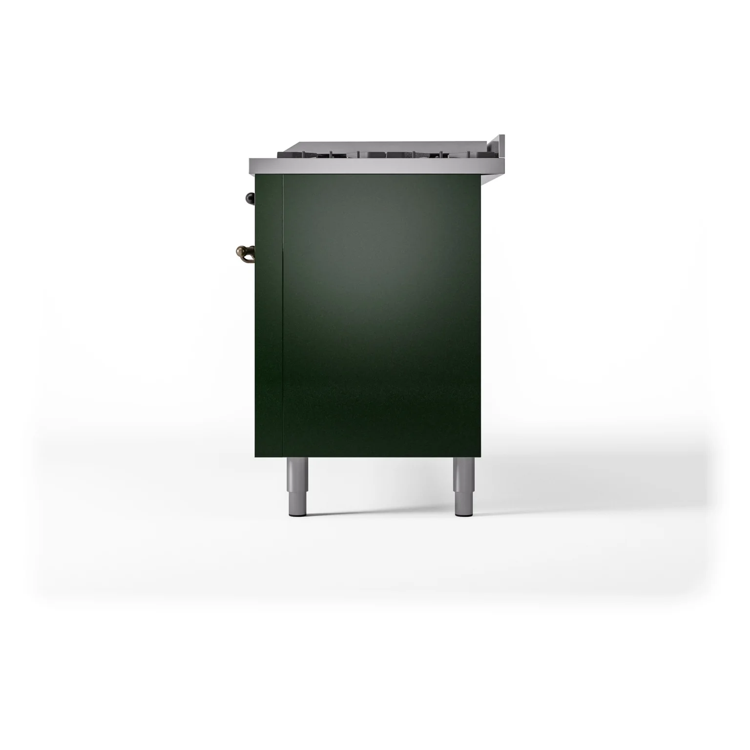 ILVE 60-Inch Nostalgie II Natural Gas Dual Fuel Range with 9 Burners, Griddle and Triple Glass Door Oven in Emerald Green with Bronze Trim (UP60FNMPEGB) - Image 10